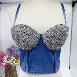 Blue Denim Fashion Style Bra Bustier Shapers Women's Denim Shapers