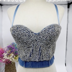 Diamond Jewelry Crop Bra Latest Rhinestone Bustier Night Club